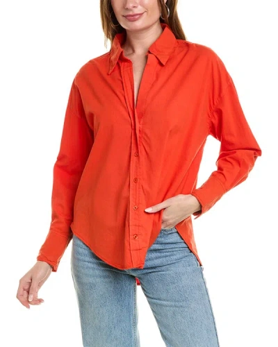 Monrow Poplin Shirt In Orange