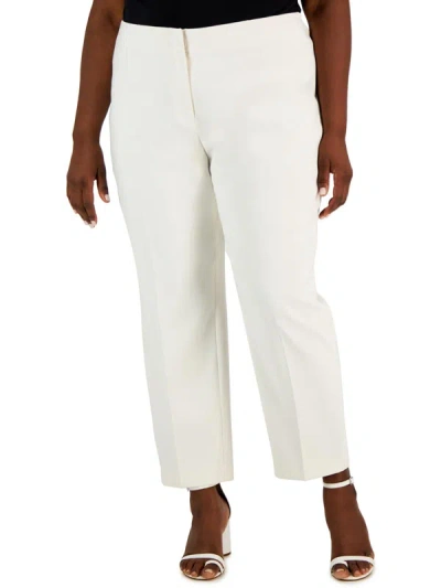 Anne Klein Plus Womens High Rise Business Ankle Pants In White