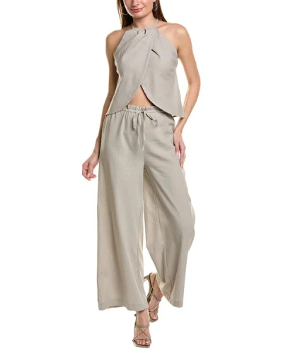 Seraphina 2pc Linen-blend Top & Pant Set In Beige