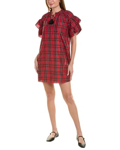 Sail To Sable Ruffle Silk-blend Mini Dress In Red