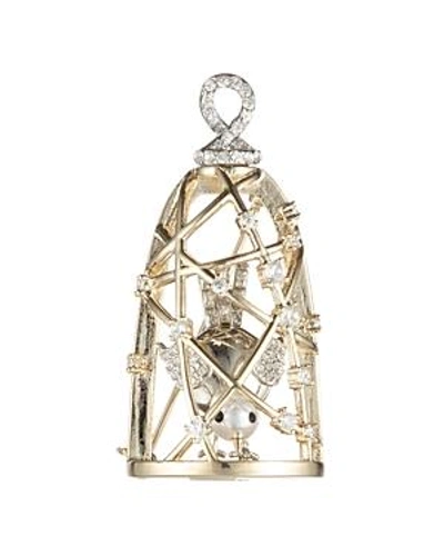 Carolee Gold-tone Crystal & Imitation Pearl Birdcage Pin