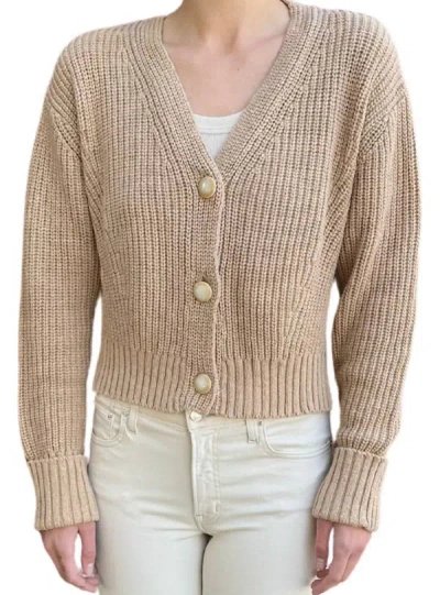 Isla Celia Rib V Cardi In Jute In Beige