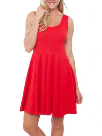 White Mark Womens Pleated Mini Fit & Flare Dress In Red