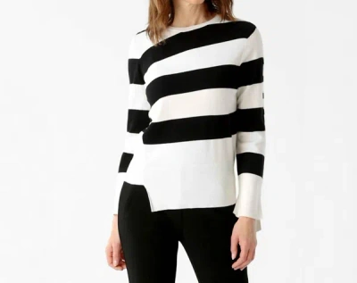 Lisette Valeria Striped Pullover In Black And White In Multi