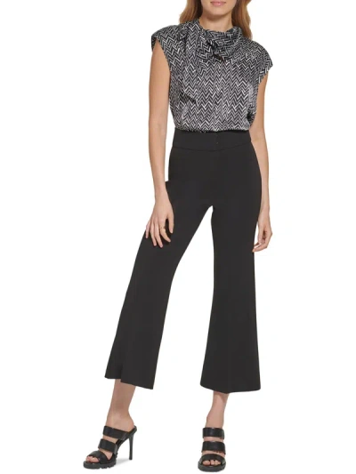 Dkny Womens High Rise Ankle Wide Leg Pants In Black