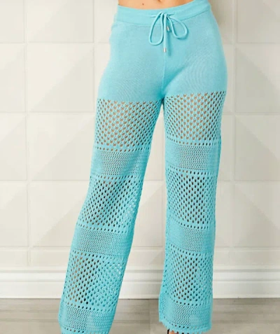 French Kyss Crochet Pant In Aqua In Blue