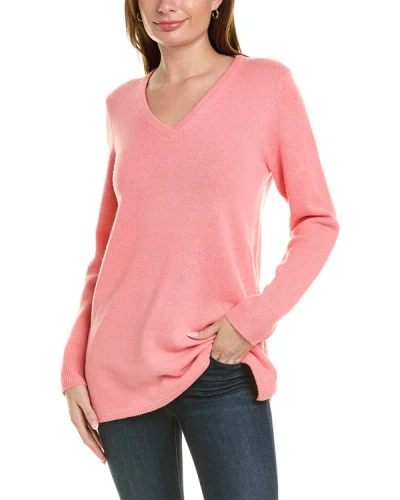 Sail To Sable V-neck Wool Tunic Sweater In Pink