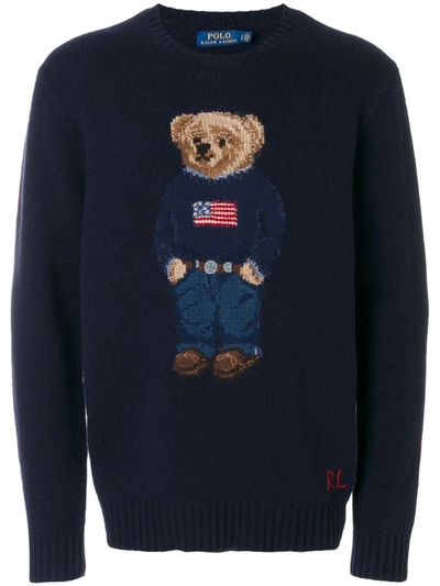 Polo Ralph Lauren Iconic Polo Bear Wool Sweater In Sweater Navy | ModeSens