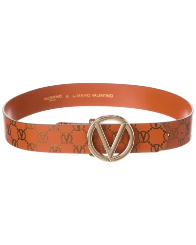 Valentino By Mario Valentino Giusy Monogram Leather Belt In Brown