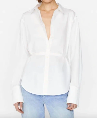 Frame Slit Back Waist Tie Shirt In Blanc In White