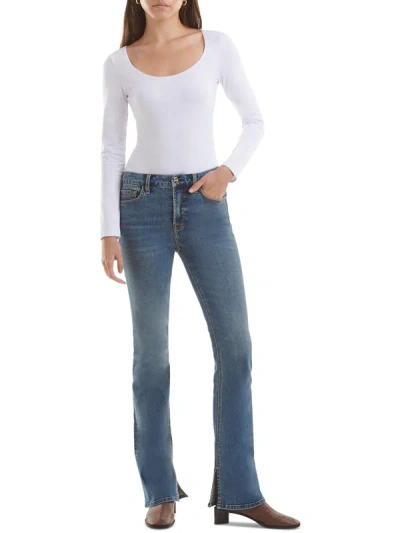 7 For All Mankind Womens Denim Slim Bootcut Jeans In Blue