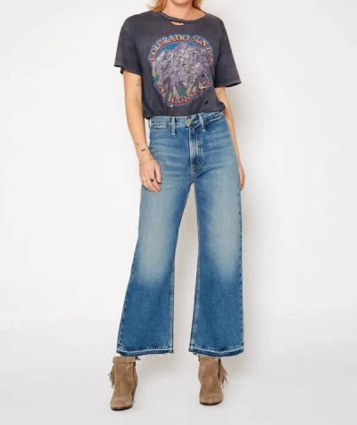 Noend Queen Wide Leg Destroyed Patch Jeans In Tahoe In Blue