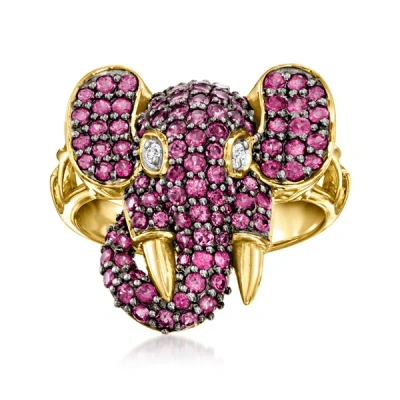 Ross-simons Rhodolite Garnet Elephant Ring With White Topaz Accents In 18kt Gold Over Sterling In Purple