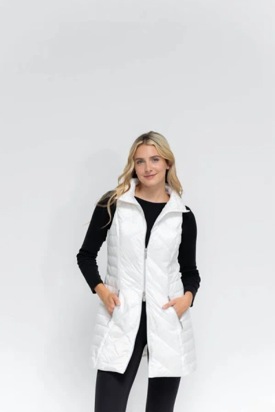 Anorak Metallic Chevron Quilted Vest In White