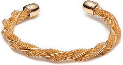 Liv Oliver 18k Gold Cuff Textured Cuff Bracelet