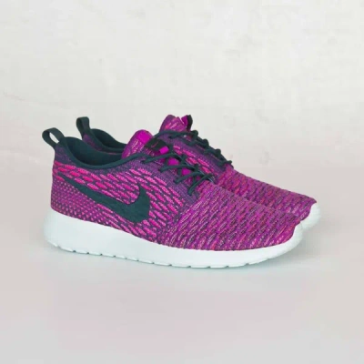 Nike Women's Roshe One Flyknit Shoes In Dark Atomic Teal/dark Atomic Teal-vivid Purple In Multi