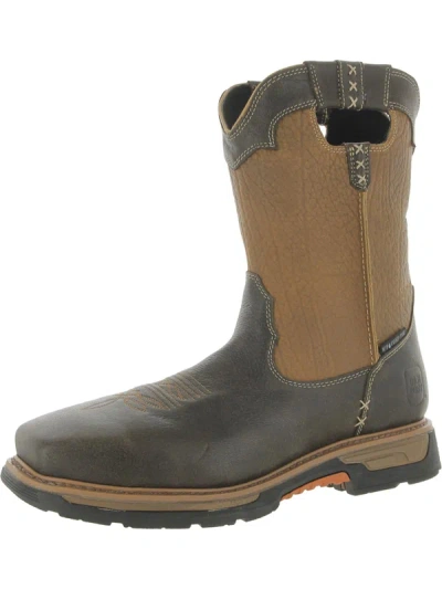 Dan Post Scoop Mens Leather Cowboy Ankle Boots In Grey