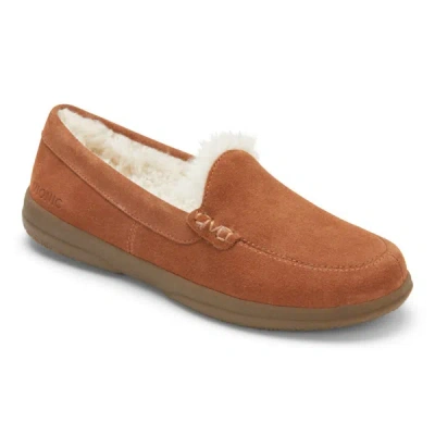 Vionic Women's Lynez Supportive Slipper - Medium Width In Toffee Suede In Brown