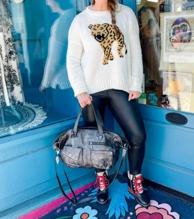 Wooden Ships Cat Walk Tiger Crew Sweater In Ivory In Multi