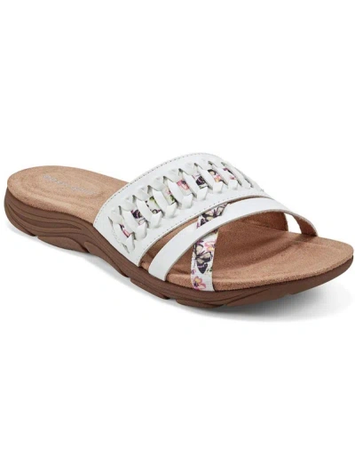 Easy Spirit Selinley 3 Womens Faux Leather Flat Slide Sandals In White