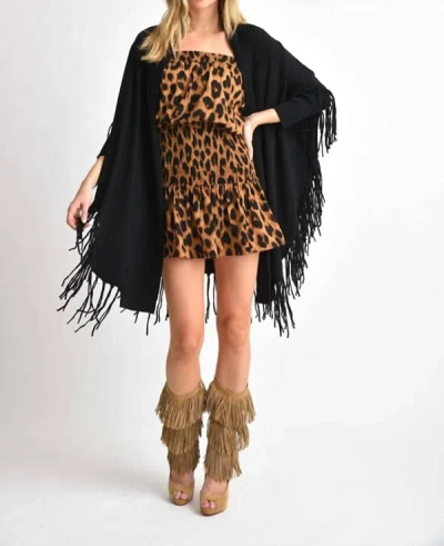 Muche & Muchette Heaven Draped Cardigan With Fringe Hem In Black