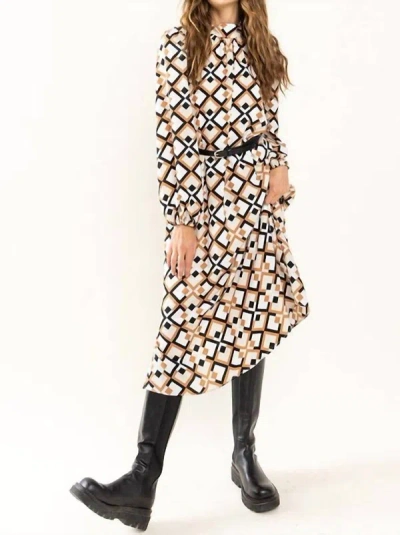Ces Femme Gia Printed Midi Dress In Geometric Print In Multi