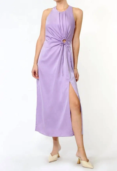 Greylin Fiona Satin "o" Ring Midi Dress In Violet In Purple