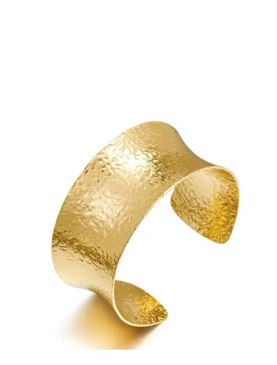 Liv Oliver 18k Gold Polished Textured Cuff Bangle