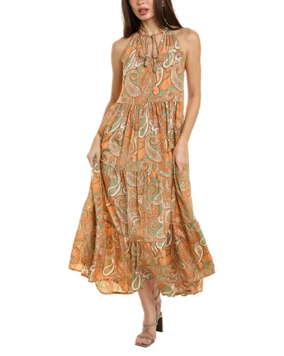 Raga Eesha Ruffled Tie Collar Maxi Dress In Yellow