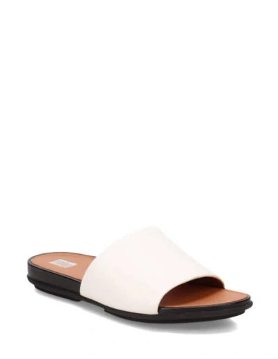 Fitflop Gracie Leather Pool Slides In Cream In White