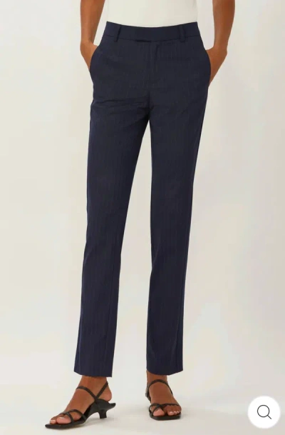 Ecru Thompson Trouser In Navy Pinstripes In Blue