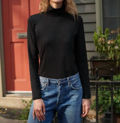 White + Warren Scrunch Neck Tee Top In Black