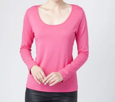 French Kyss Long Sleeve Scoop Top In Rose In Multi