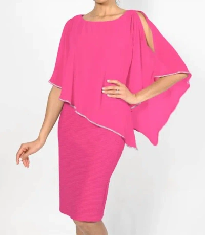 Frank Lyman Midlength Dress With Overlay In French Rose In Pink