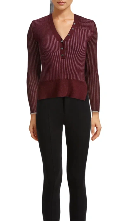 Jonathan Simkhai Memphis Henley Top In Mulberry In Red