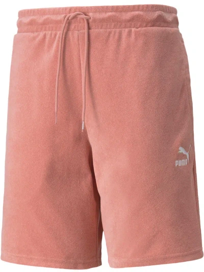 Puma Mens Terry Logo Shorts In Pink