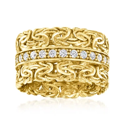 Ross-simons Cz Byzantine Ring In 18kt Gold Over Sterling In White