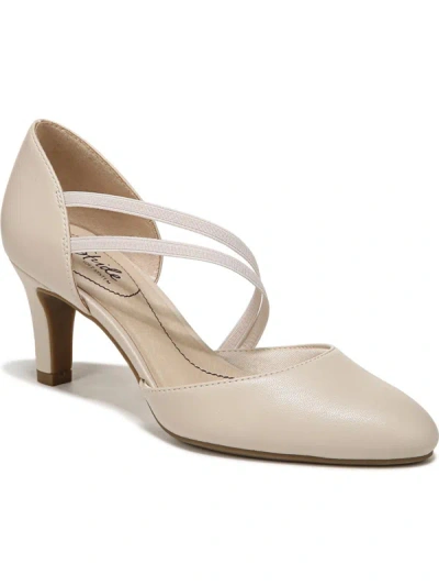 Lifestride Grace Womens Faux Leather Embossed Pumps In Beige