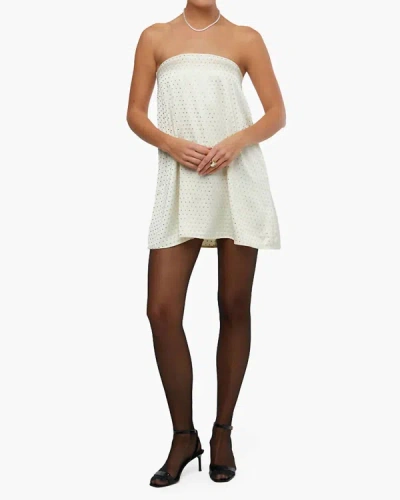 Weworewhat Strapless Rhinestone Mini Dress In Ecru