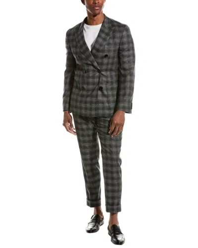 Hugo Boss Slim Wool-blend Suit With Pleated Pant In Black