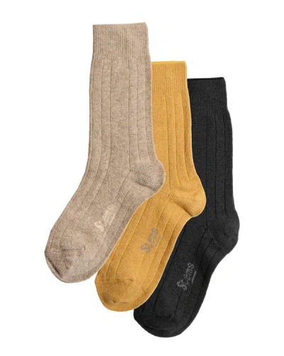 Stems Box Of 3 Lux Cashmere & Wool-blend Sock In Multi