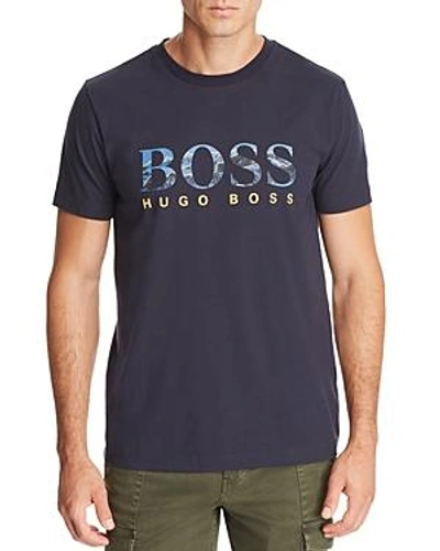 Hugo Boss Boss Mountain Logo Graphic Tee In Navy