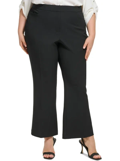Calvin Klein Plus Womens High Rise Business Wide Leg Pants In Black