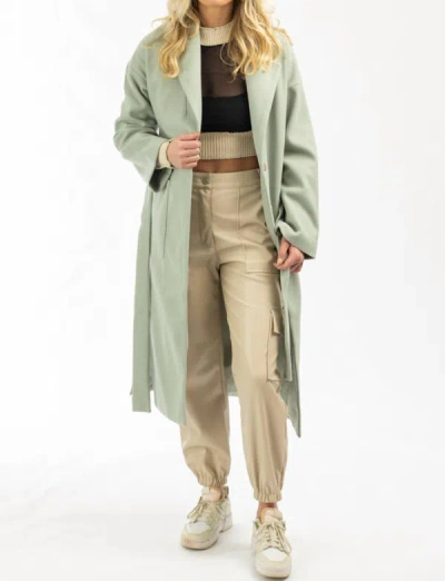 Fore Oversize Belted Trench Coat In Mint In Green