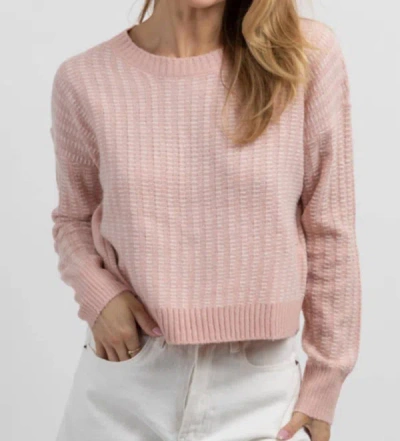 Le Lis Open Back Sweater In Pink + White
