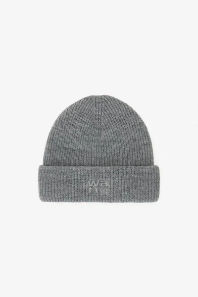 Alexander Wang Deboss Beanie Accessories In 091 Medium Grey Melange