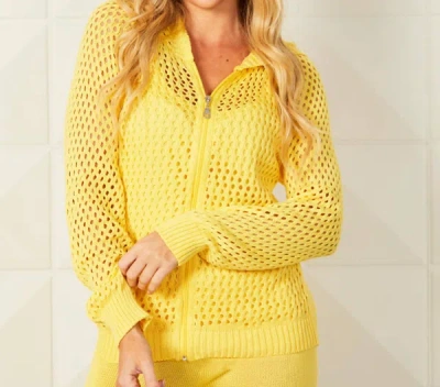 French Kyss Crochet Zip Hoodie In Sun In Yellow