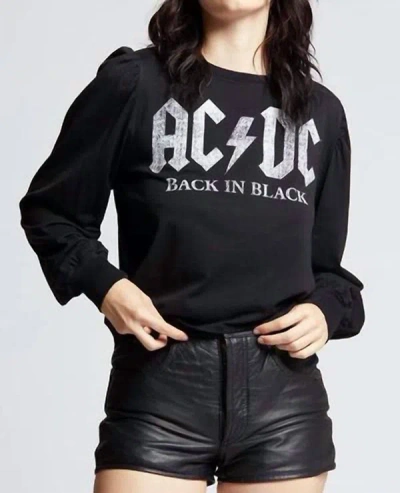 Recycled Karma Ac/dc Design Puff Sleeve Tee In Black