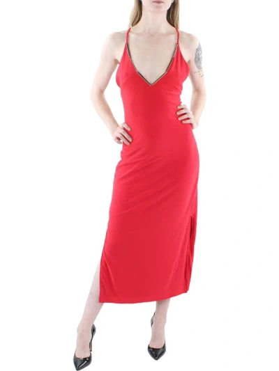 Bebe Juniors Womens Bar Detail Long Maxi Dress In Red