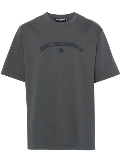 Dolce & Gabbana T-shirt With Logo Application In Grey